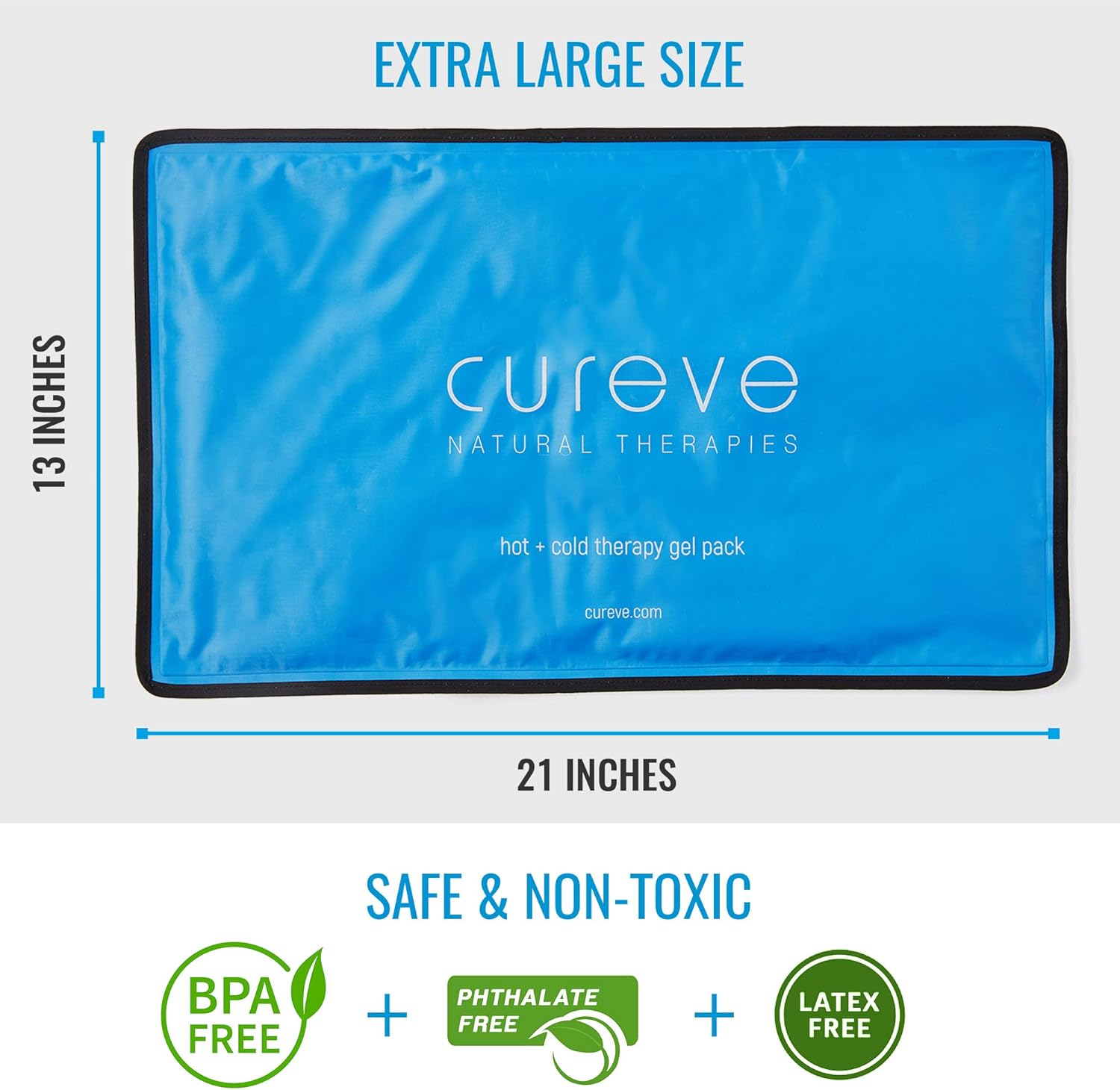 Extra Large Hot and Cold Therapy Gel Pack with Cover by Cureve (21" x 13") - Reusable Ice Pack for Injuries, Aches and Pain on Back, Legs, Shoulders and Arms: Health & Personal Care