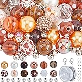 SUNNYCLUE 106Pcs Chunky Beads Bulk Bubblegum Bead 20mm Focal Bubble Gum Rhinestone Acrylic Round Brown Loose Spacers for Jewelry Making Bracelet Necklace Pen Craft Supplies Adults
