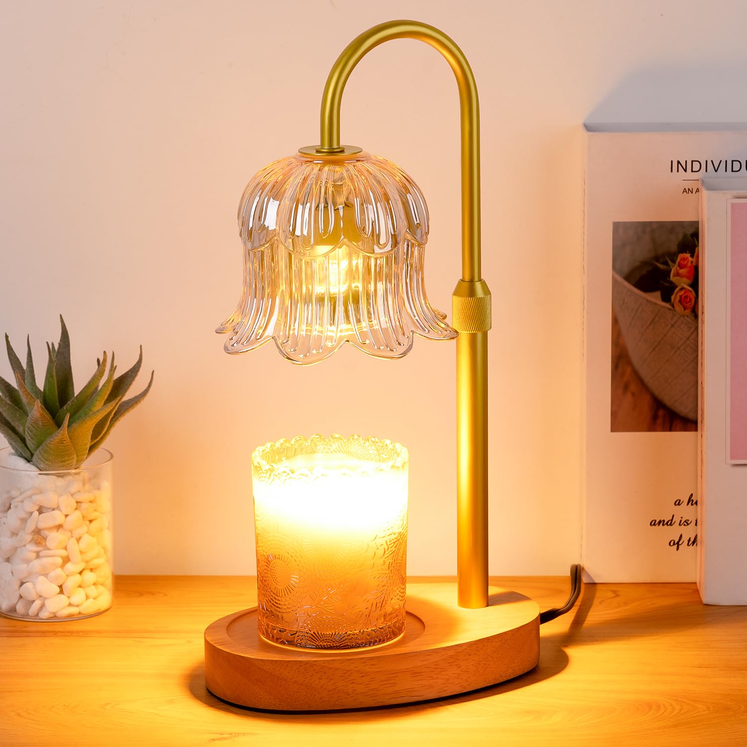 Warm amber glow and elegant flower design