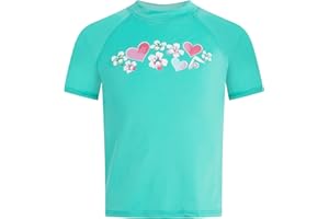 Kanu Surf Girls' Karlie Rash Guard UPF 50+ Sun Protection Short Sleeve Swim Shirt