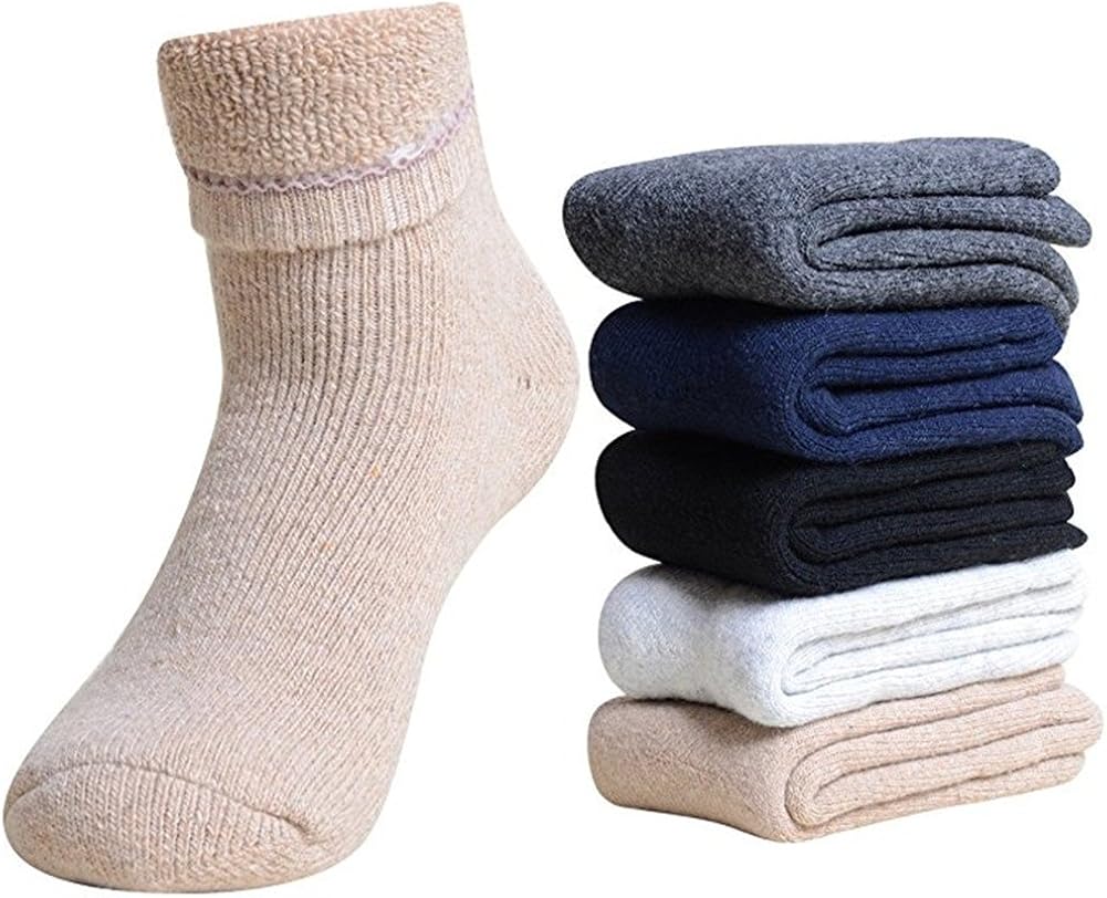 Elufly 35 Pack Men Extra Thick Wool Dress Socks Thermal Winter Boot Socks 814US(Multicolor) at