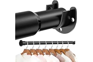 Mavivegue Closet Rod, 17 to 43 Inch Adjustable Closet Rods for Hanging Clothes, Heavy Duty Tension Rod, Black Curtain Rod, fo