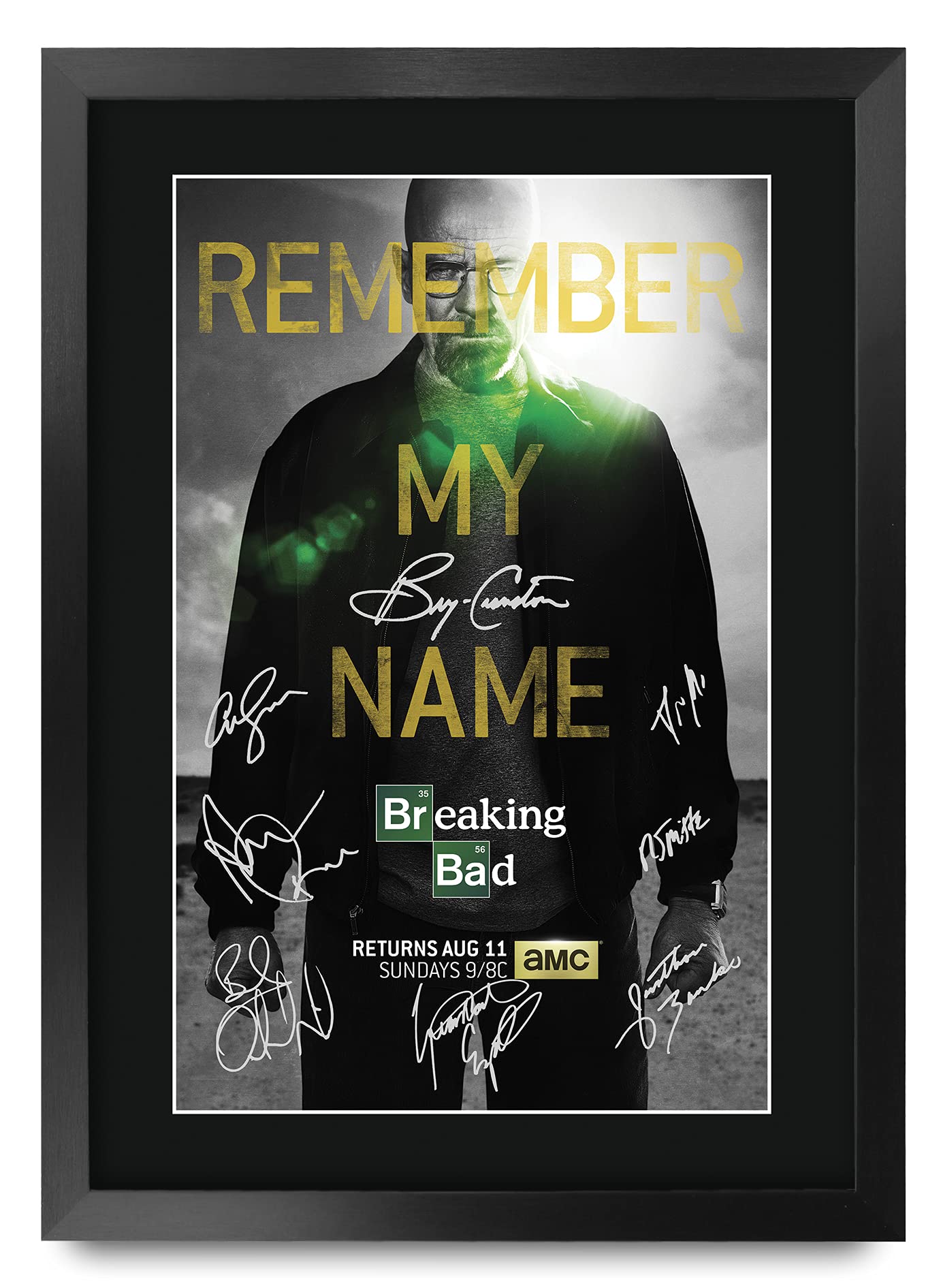 HWC Trading Breaking Bad Gifts Printed Signed Autograph Poster for TV Memorabilia Fans - A3 Framed