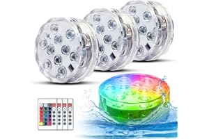 WHATOOK Swimming Pool Lights for Bathtub Fountain Hot Tub Waterproof Pond Light with Remote Home Party Vase Waterfall Fish Tank Christmas Halloween Decor RGBW Underwater Submersible LED Lights 4pack(4 pack)