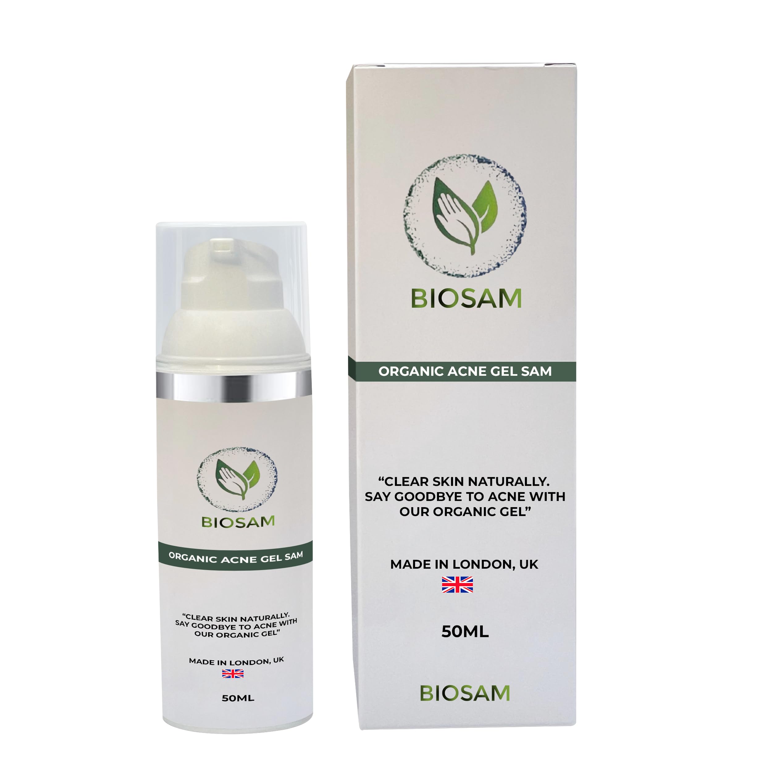 BioSam Acne Gel Pro: Acne-Fighting Moisturizer - Organic Blemish & Scar Treatment Gel with AHA Fruit Acids, Vitamin C, and Chamomile, Ideal for Acne-Prone Skin, Prevents Blackheads & Whiteheads