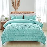 PERFEMET Teal Bedding Comforter Sets, 3 Pieces Multi Layers Ruffle Bedding Set Queen Size, Washed Microfiber Boho Comforter Set for Teens Girls Women (Teal,Queen)