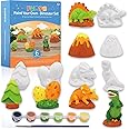 Funto Paint Your Own Dinosaurs Painting Kit, Arts and Crafts Set, STEAM Project Creative Activity DIY Toys, with 6 Figurines, 6 Paint Pots, 1 Brush