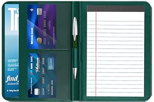 Gorbado A5 Padfolio Business Portfolio Folder,Junior Size Document Folder Organizer,Leather Padfolio with Interior Pocket and Pen Loop, 5 x 8 Writing Pad Included, Green