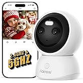 faleemi Dual Lens 2.4/5GHz WiFi Security Camera, 360° PTZ 2K Indoor Nanny Cams with Phone App, 2-Way Audio, Motion Tracking, Night Vision, for Pet/Dog/Baby Monitor/Elder/Home Security, Local Storage
