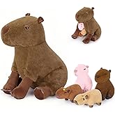 Ditucu 5Pcs Capybara Stuffed Animal Mommy 15.7 inch with 4 Mini Babies 5.5 inch Family Set Cute Plushies Toys Gifts for Kids