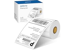 POLONO Genuine 4"x6" Direct Thermal Shipping Label, Perforated Postage Shipping Labels Compatible with POLONO PL60, PL70E and PL420 Label Printer, Permanent Adhesive, Commercial Grade, 200 Labels/Roll