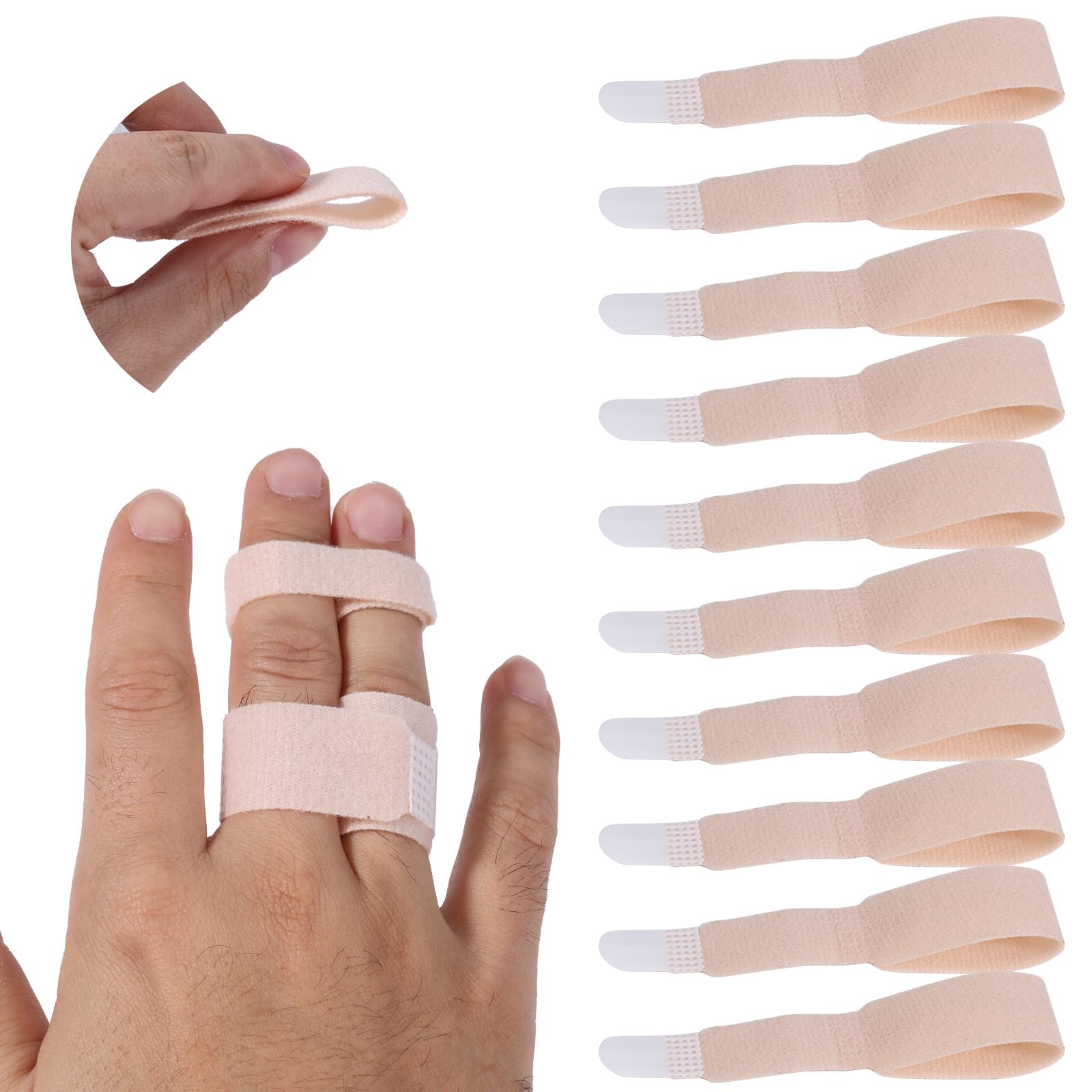 Photo 1 of 10pcs Buddy Straps for Fingers, Reusable Finger Buddy Splints Finger Protectors Tapes for Wounds Toe Loops Wraps for Injury Elastic Buddy Finger Wraps for Injured Finger Support