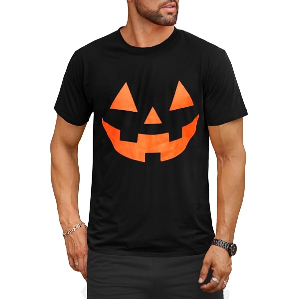 SSLR Men's Halloween Skeleton Pumpkin Button-Up Shirt - Short Sleeve, Lightweight, Black, Size Medium - View #9