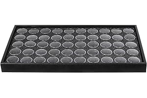 SEWACC 50-grid Plastic Nail Gems Storage Box with Independent round Bottles, Multi-purpose Nail Rhinestone