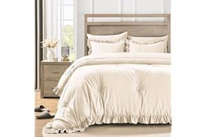 QUIETSEA King Size Bed in a Bag 7 Pieces King Size Comforter Set, Ruffle Bedding Comforter Set Birch Bed Set with Comforter, Pillowcases, Flat Sheet, Fitted Sheet and Pillow Shams