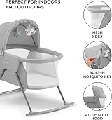 Kinderkraft LOVI 3 in 1 Baby Crib Travel Cot Rocker Adjustable Canopy Gray view 6
