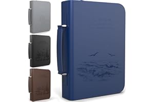 DEHITE Bible Cover Case for Women and Men – Leather Bible Carrying Bag Large Size – Fits Book 7 x 10.1 x 1.9 in – Pen Slots – Zippered Pocket – Premium Faux Leather – Blue Christian Gift