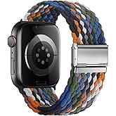 Qimela Compatible with Apple Watch Band 38mm 40mm 41mm 42mm 44mm 45mm 46mm 49mm for Women Men,Sport Solo Loop Strap Stretchy Nylon Braided Wristband for iWatch Series 11 10 9 8 7 6 5 4 SE Ultra 3 2 1
