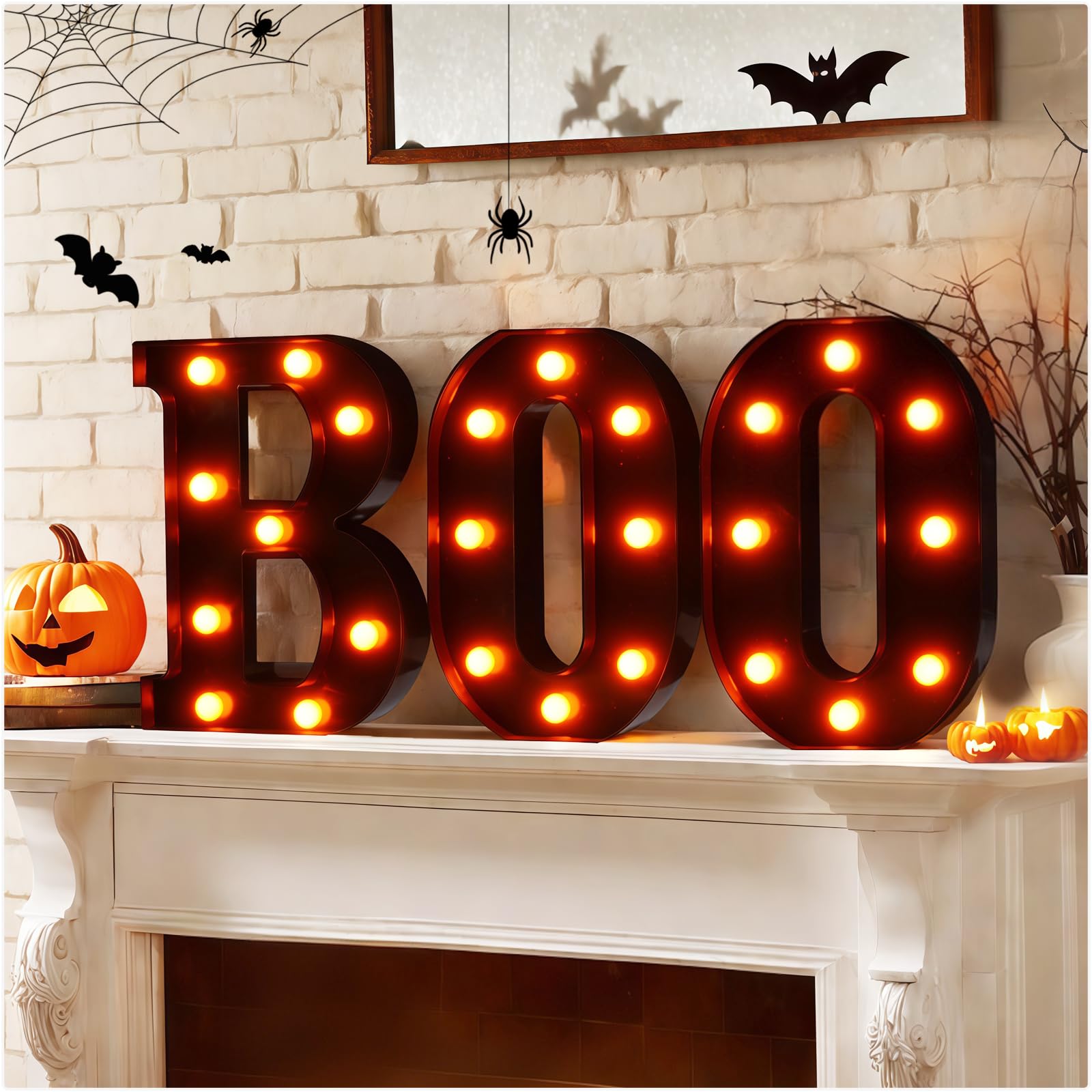 Photo 1 of Halloween Decorations-3 LED Marquee Light up Letters Boo Sign, Halloween Decor for Indoor/Outdoor | Fireplace | Kitchen | Table | Home | Mantel | Party