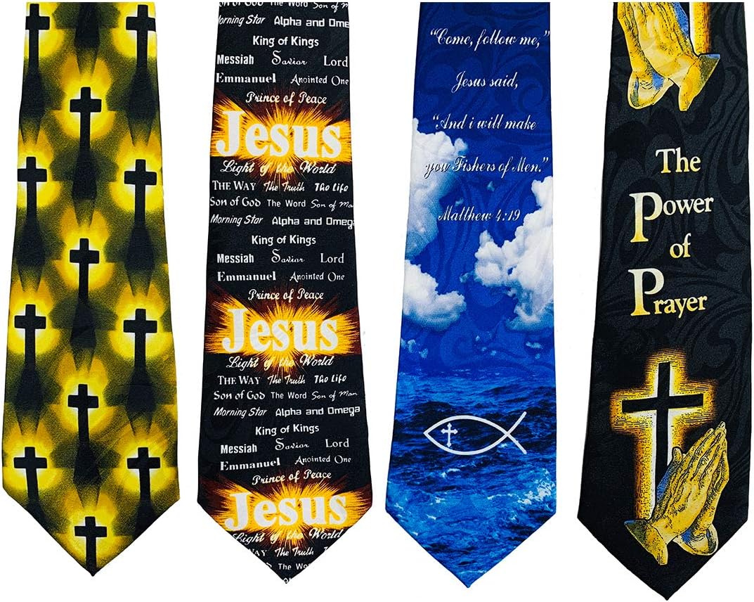 Pack Of 4 Mens Christian Religious Neckties