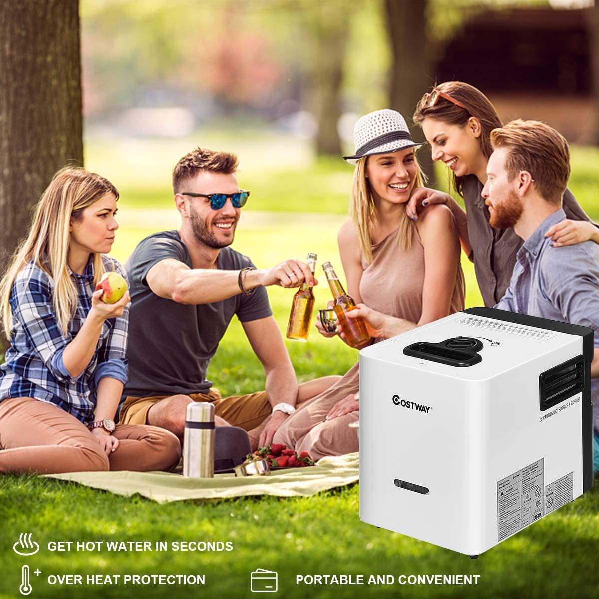 COSTWAY Tankless Water Heater Electric Gas Water Heater ...