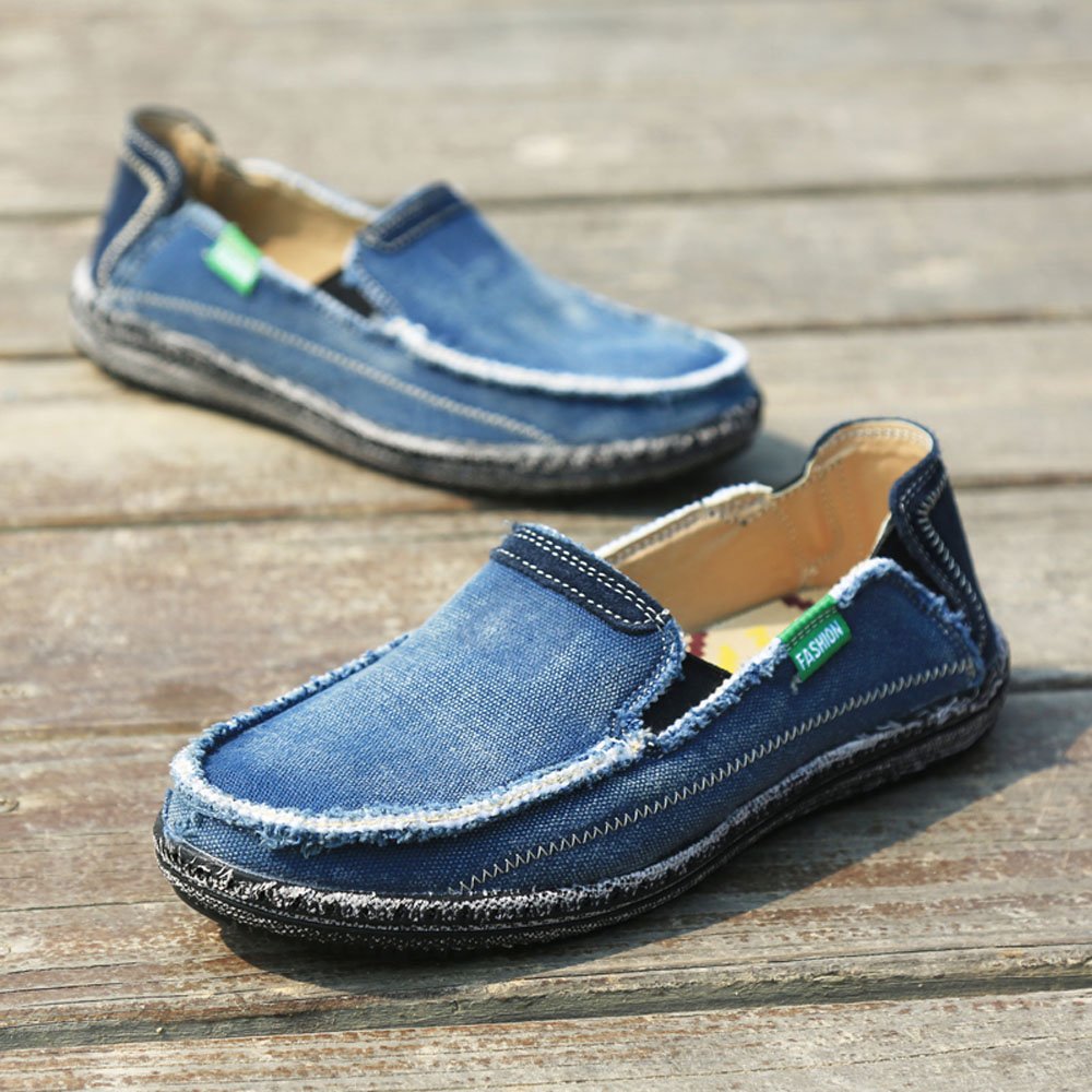 mens canvas slip on deck shoes