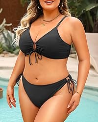 Women's Plus Size Triangle Bikini Set, Sexy Tie