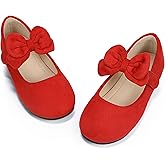 PANDANINJIA Toddler/Little Kid Girl's Angela Dress Mary Jane Ballet Flats Bow Flower Girl Wedding Party Ballerina Flat Shoes