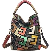 Handmade Cowhide Multi-color Block Random Stitching Unique Style Women's Bag - Crossbody, Shoulder and Handheld