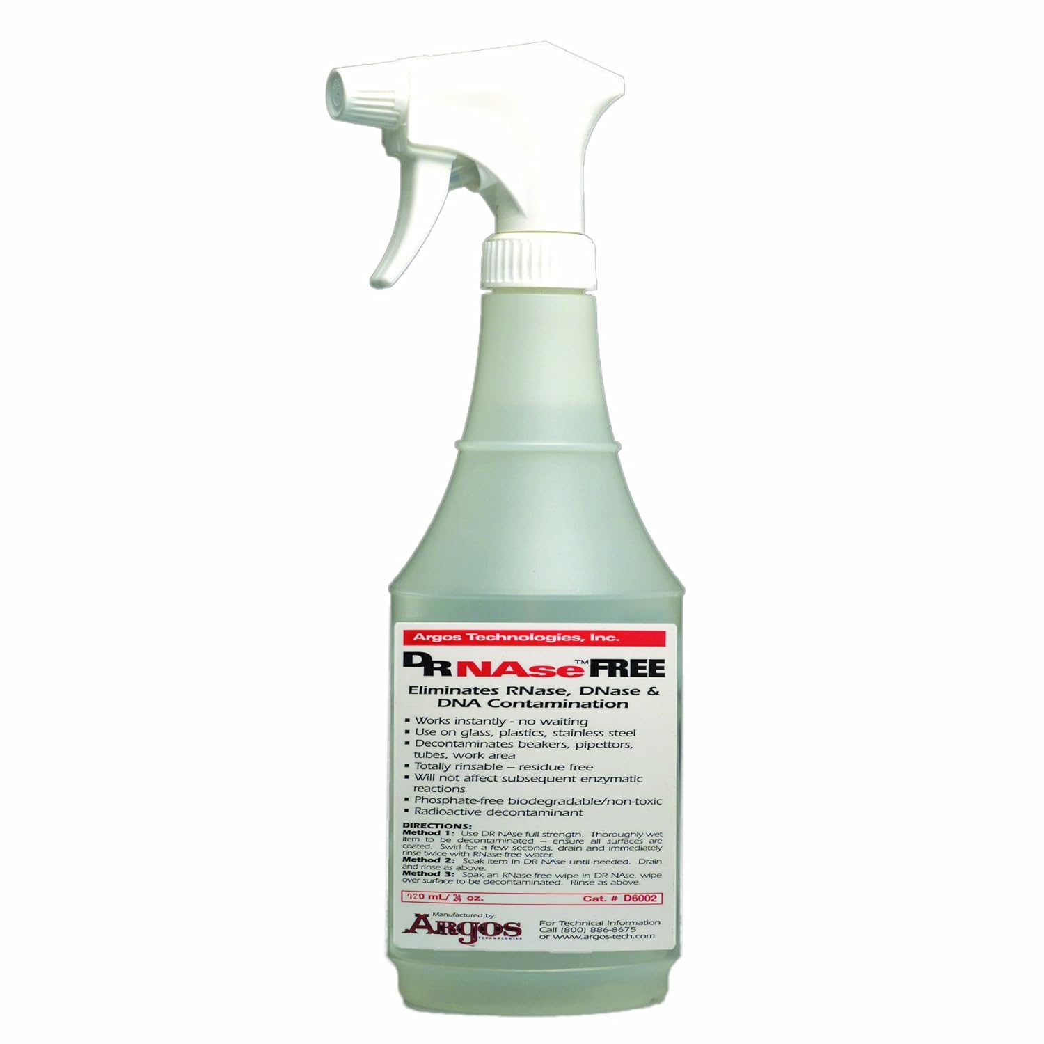 Argos D6002C DNA/RNA Free Reagent Spray Bottle, 720ml Capacity (Case of