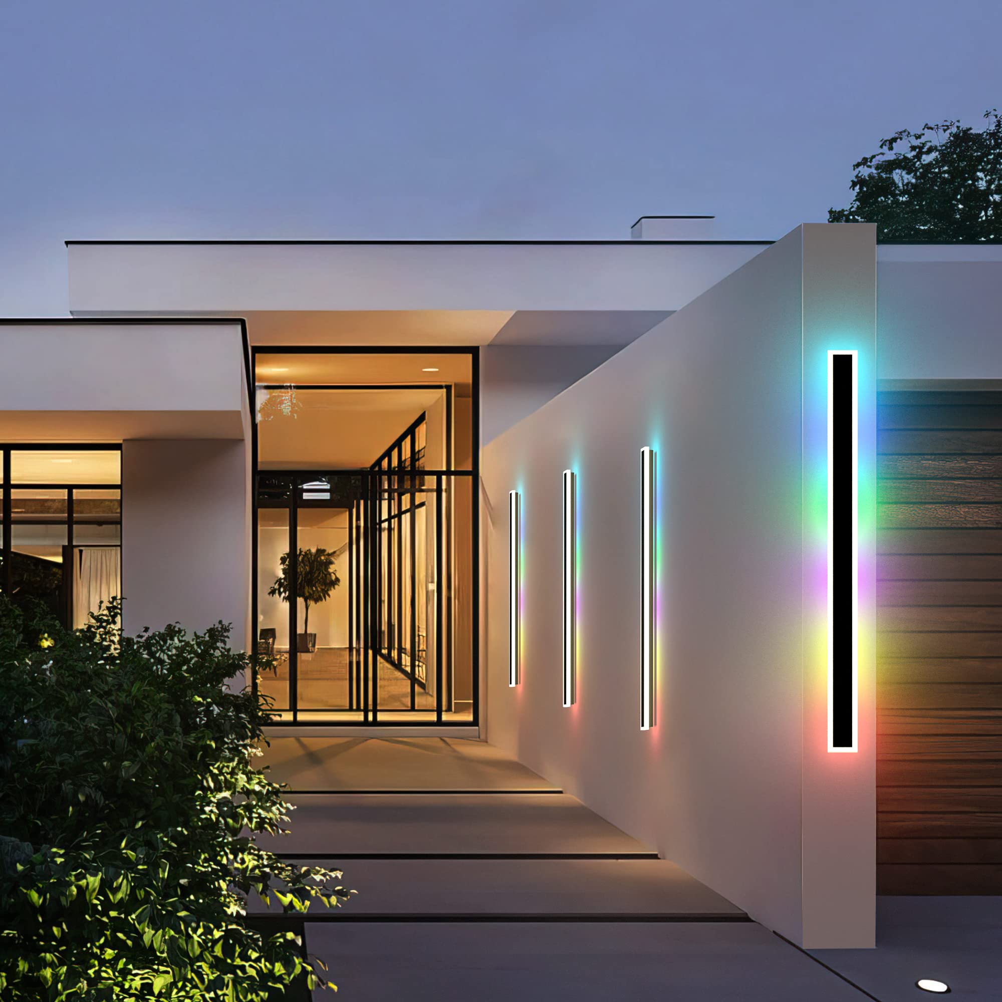 Modern Outdoor Wall Lights, 2 Pack Long Wall Sconce, Lighting Fixtures ...