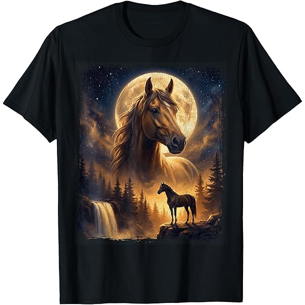 LAOLIUSN Men's Horse T-Shirt- Animal Theme, Realistic Graphic Tee