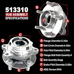 Pair 513310 Front Wheel Bearing Hub Assembly
