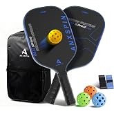 ANXSPIN Pickleball Paddles Set of 2, T700 Carbon Fiber Pickleball Paddles for Adults &amp; Teens, Includes 4 Balls, Carry Bag &amp; 2 Replacement Grips