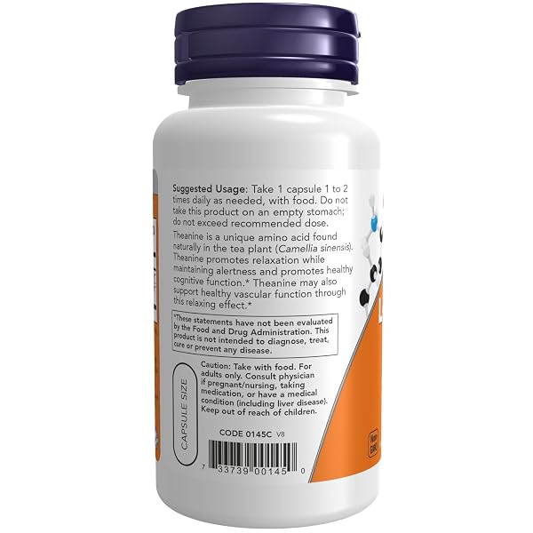 NOW FOODS SUPPLEMENTS, L-THEANINE 100 MG WITH DECAF GREEN TEA, STRESS MANAGEMENT*, 90 VEG CAPSULES