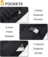 33,000ft Men's Lightweight Gilet Packable Puffer Vest Black L view 5