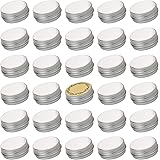 Screw Top Sliver Aluminum Tin Jar with Screw Lid and Blank Labels - 31pcs, 0.5 oz