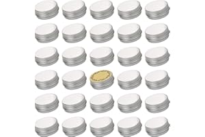 ART SECRET 0.5 oz Screw Top Aluminum Tin Jar with Screw Lid and Blank Labels (Silver - Pack of 32)
