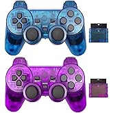 Wireless Controller for PS2,Built-in Dual Vibration 2.4G Gamepad Joystick Compatible for PS2,with Wireless Receivers (Clear B