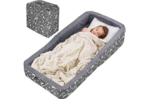 JOYWOO Toddler Floor Bed, Toddler Travel Bed for 3-6, Foldable Portable Toddler Bed for Home/Playing/Nap/Hotel, Kids Floor Bed with Washable Cloth Cover, Toddler Cots for Kids Sleeping, Grey
