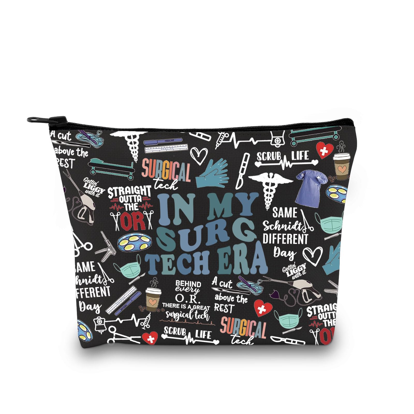 Surgical Tech Gift Surgery Nurse Doctor Gift in My Surg Tech Makeup Bag Gift for Surgical Technologist Surgeon (Surg Tech Era BLK EU)