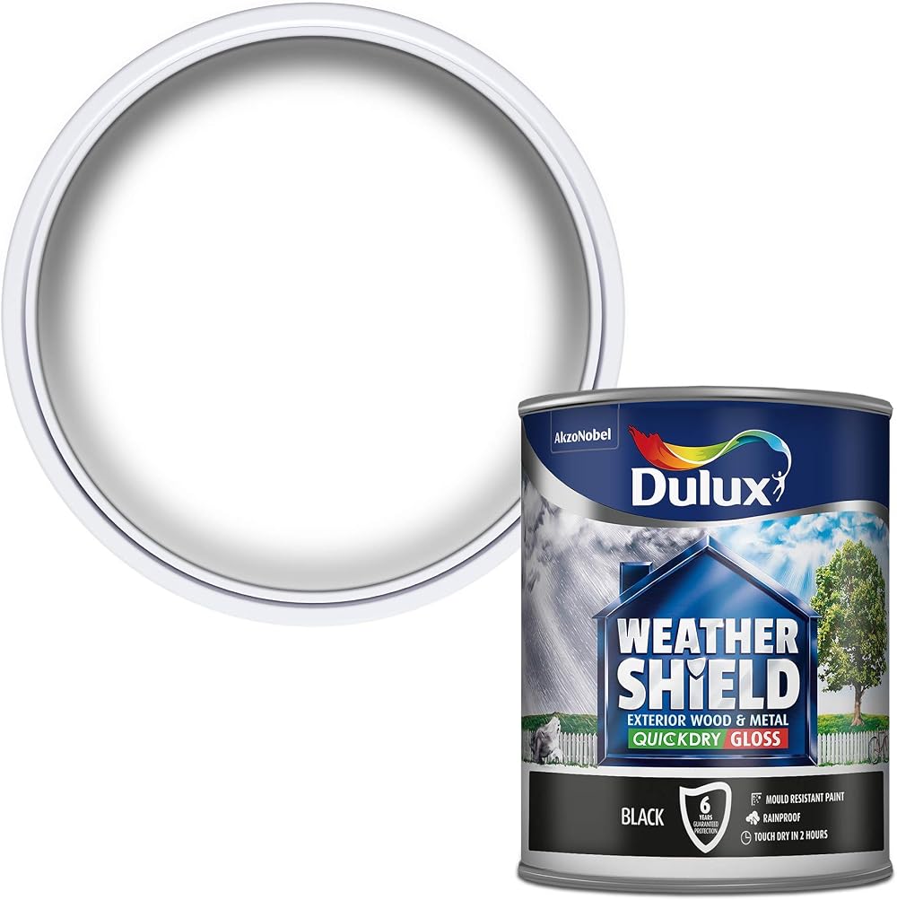 Dulux Weathershield Quick Dry Gloss Paint 750 ml Black - Exterior Finish