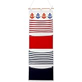 CroBlissful Fish Extender Cruise Gift Hanging Organizer with 4 Pockets and Iron on Anchor Patch Cabin Door Storage Bag 2026 Fe for Cruise Essentials Exchange Gift Pixie Dusting(Red, Blue)