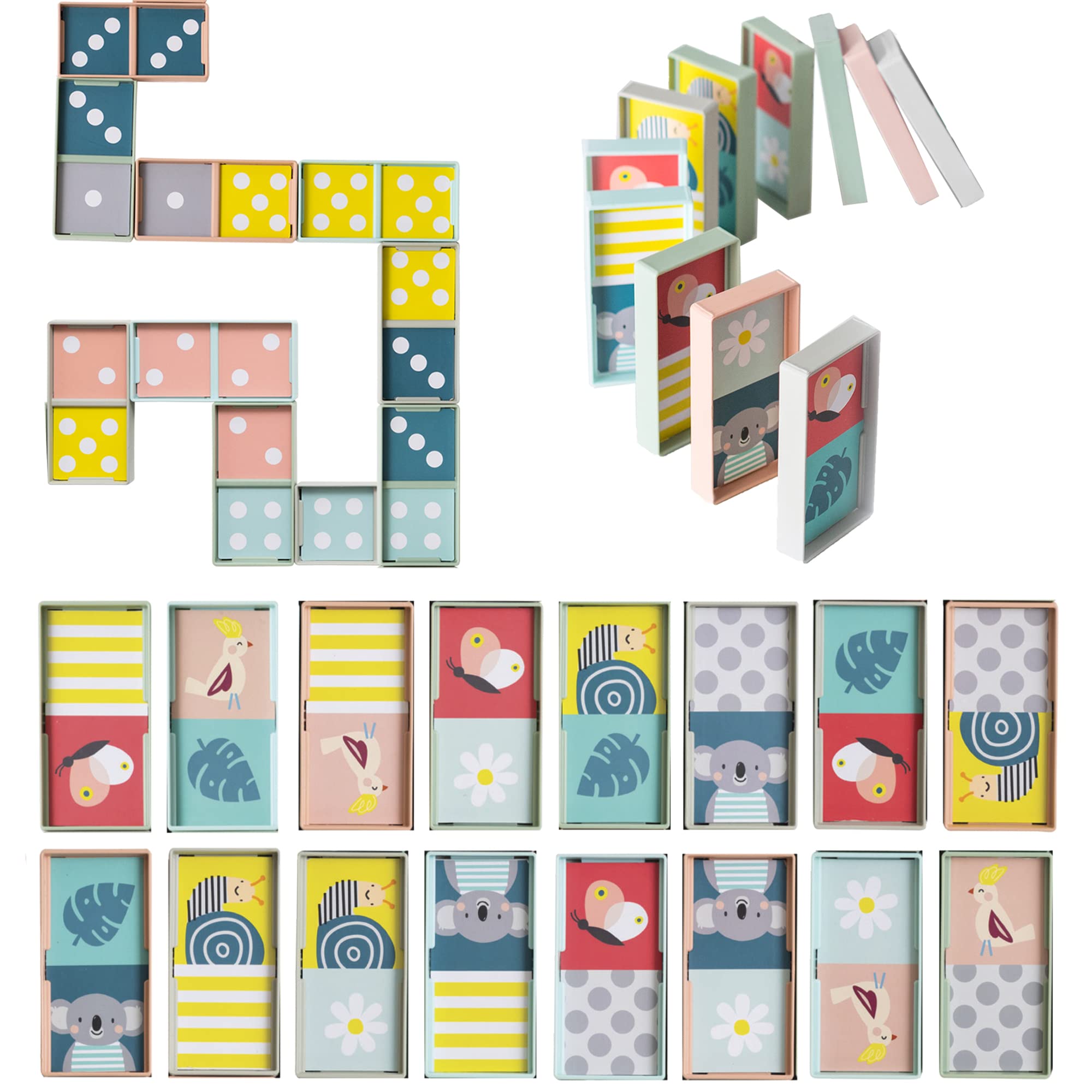 Taf Toys Domino Rally Block. Dominoes Set Tile Board Game. Domino Train Rally Games with Colourful XL Domino Blocks for Toddlers & Kids. 30 Months & Up Learn to Count, Match & Name Colours