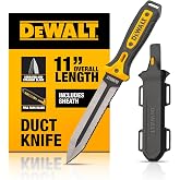 DEWALT 11-Inch HK42 Duct Knife, TPR Handle with Sheath | 3.25mm blade thickness, black finish, PP and TPR handle construction, injection-molded sheath, trapped blister packaging