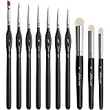 Golden Maple Miniature Paint Brushes Drybrush-10pcs Micro Detail Paint Brush Set, Small Fine Detail Brushes for Acrylic, Wate