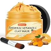 AXIFEZZ Turmeric Vitamin C Clay Mask with Kaolin Clay, Deep Cleansing Facial Mask for Controlling Oil, Refining Pores &amp; Blackheads, Even out Skin Tone, Moisturizing, Face Skincare Gift, 5.29 oz