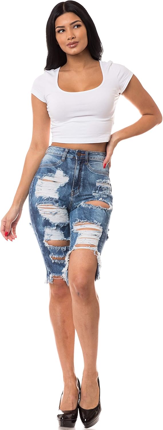 womens ripped bermuda shorts
