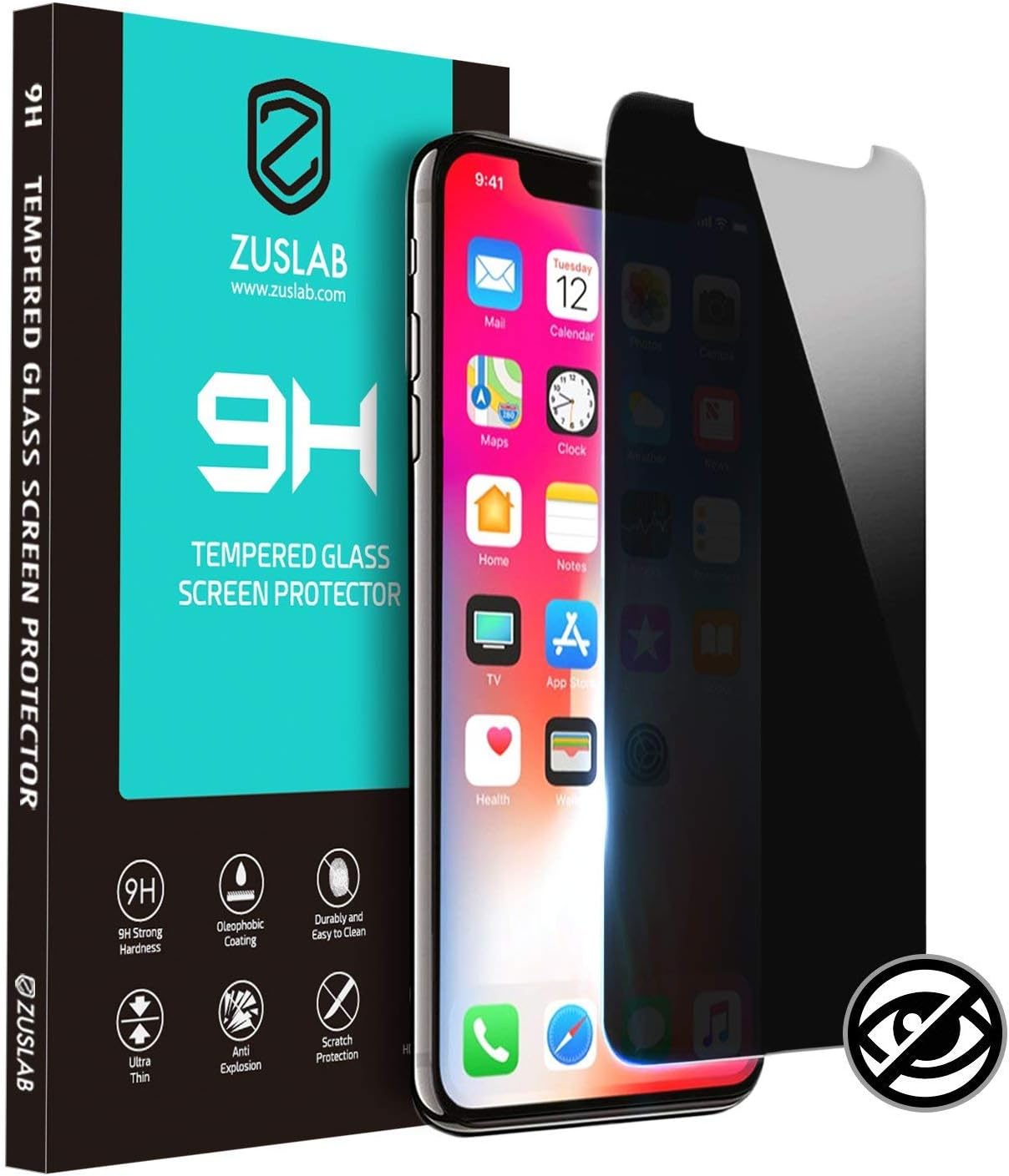 ZUSLAB [Privacy] iPhone XR/iPhone 11 Screen Protector Privacy Tempered Glass with Anti Spy/Scratch/Fingerprint [ Case Friendly ] for Apple iPhone XR (2018)