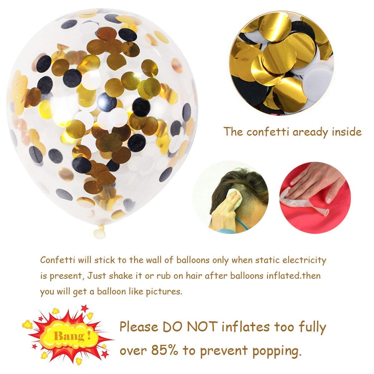 Festiko Round Confetti Clear Latex Party Balloon Pack Of 20 For